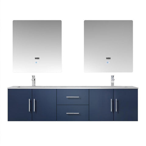 Image of Lexora Geneva Transitional Navy Blue 72" Double Sink Vanity Set | LG192272DEDSLM30F