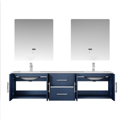 Image of Lexora Geneva Transitional Navy Blue 72" Double Sink Vanity Set | LG192272DEDSLM30F