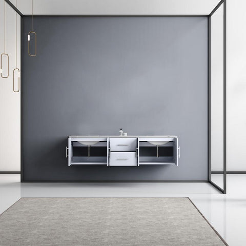 Image of Lexora Geneva Transitional Glossy White 72" Double Sink Vanity | LG192272DMDS000