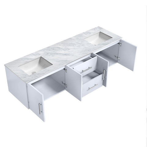 Image of Lexora Geneva Transitional Glossy White 72" Double Sink Vanity | LG192272DMDS000