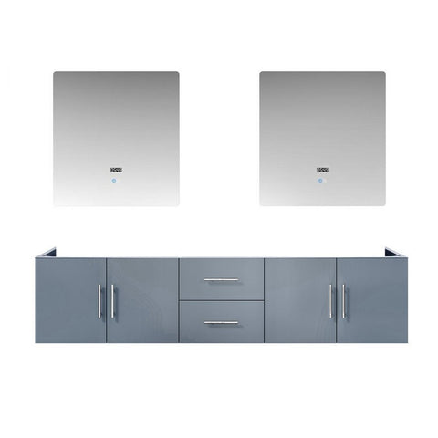 Image of Lexora Geneva Transitional Dark Grey 80" Double Sink Vanity with 30" Led Mirrors, no Top | LG192280DB00LM30