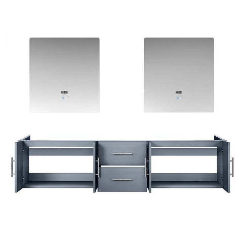 Image of Lexora Geneva Transitional Dark Grey 80" Double Sink Vanity with 30" Led Mirrors, no Top | LG192280DB00LM30