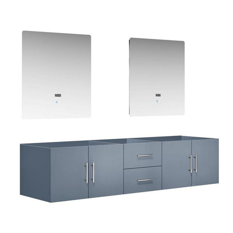 Image of Lexora Geneva Transitional Dark Grey 80" Double Sink Vanity with 30" Led Mirrors, no Top | LG192280DB00LM30