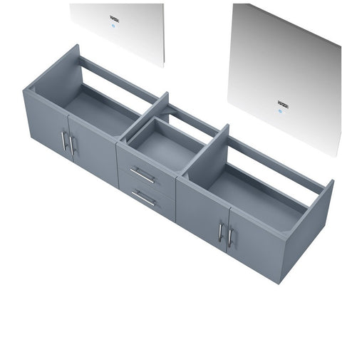 Image of Lexora Geneva Transitional Dark Grey 80" Double Sink Vanity with 30" Led Mirrors, no Top | LG192280DB00LM30
