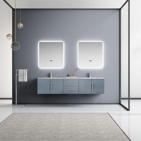 Image of Lexora Geneva Transitional Dark Grey 80" Double Sink Vanity Set | LG192280DBDSLM30F