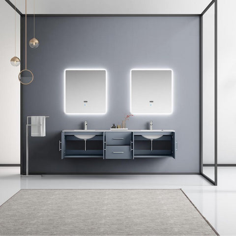 Image of Lexora Geneva Transitional Dark Grey 80" Double Sink Vanity Set | LG192280DBDSLM30F