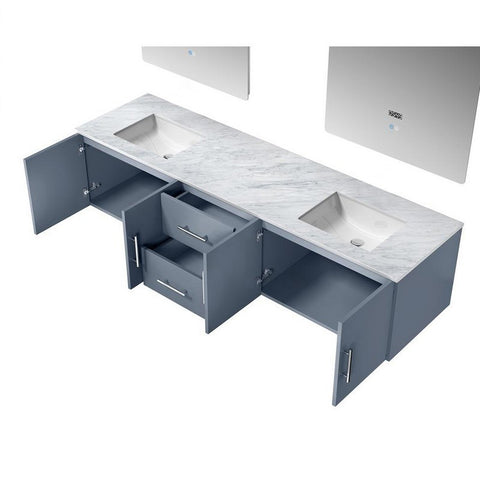 Image of Geneva Transitional Dark Grey 80" Double Sink Vanity with 30" Led Mirrors | LG192280DBDSLM30