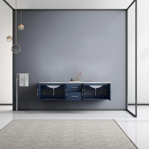 Image of Lexora Geneva Transitional Navy Blue 80" Double Sink Vanity | LG192280DEDS000