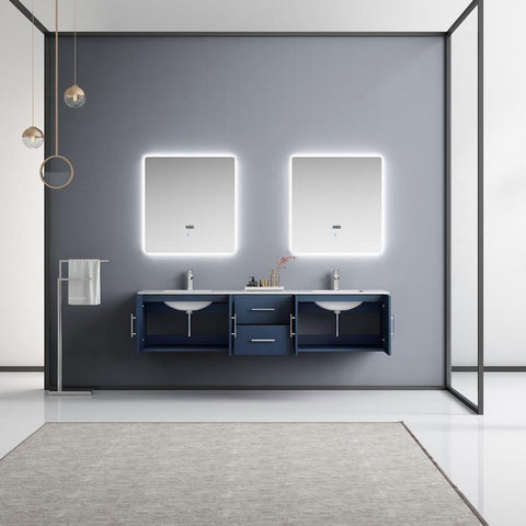 Image of Lexora Geneva Transitional Navy Blue 80" Double Sink Vanity Set | LG192280DEDSLM30F