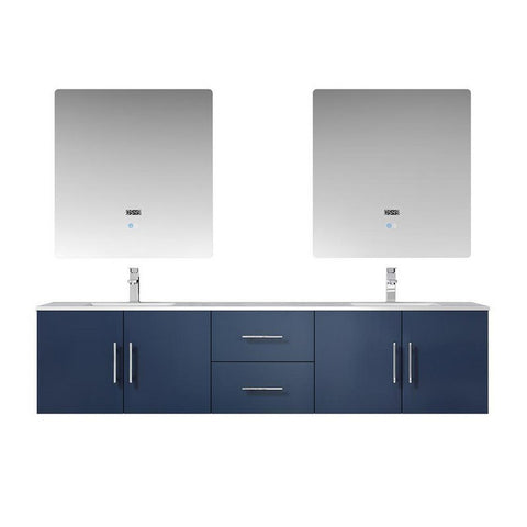 Image of Lexora Geneva Transitional Navy Blue 80" Double Sink Vanity Set | LG192280DEDSLM30F