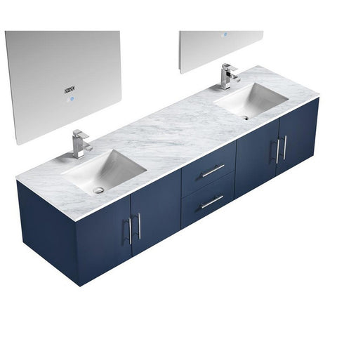 Image of Lexora Geneva Transitional Navy Blue 80" Double Sink Vanity Set | LG192280DEDSLM30F