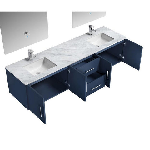 Image of Lexora Geneva Transitional Navy Blue 80" Double Sink Vanity Set | LG192280DEDSLM30F