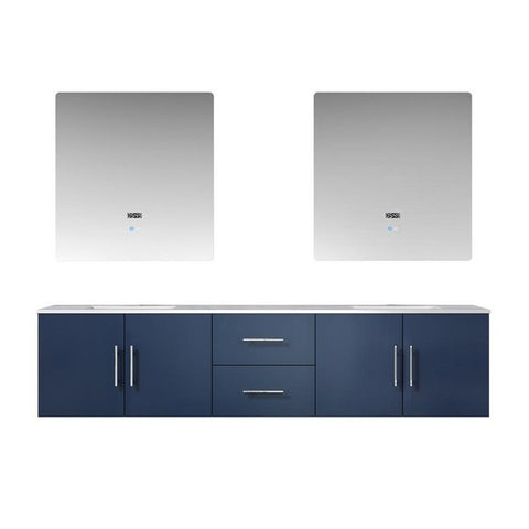 Image of Geneva Transitional Navy Blue 80" Double Sink Vanity with 30" Led Mirrors | LG192280DEDSLM30