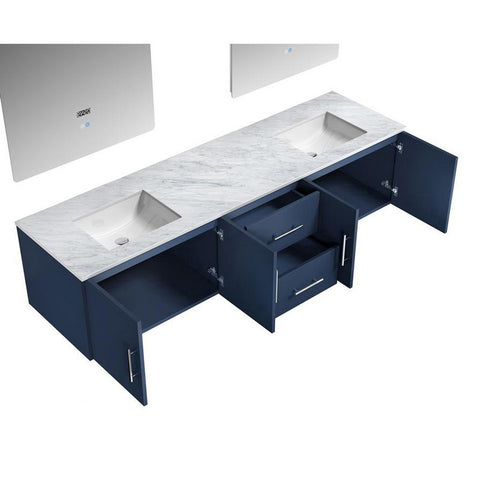 Image of Geneva Transitional Navy Blue 80" Double Sink Vanity with 30" Led Mirrors | LG192280DEDSLM30