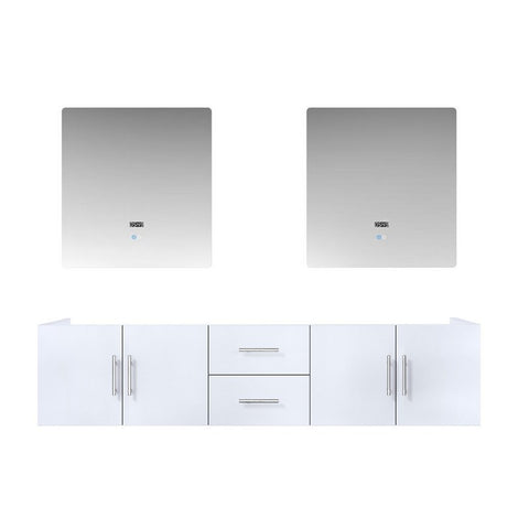 Image of Lexora Geneva Transitional Glossy White 80" Double Sink Vanity with 30" Led Mirrors, no Top | LG192280DM00LM30