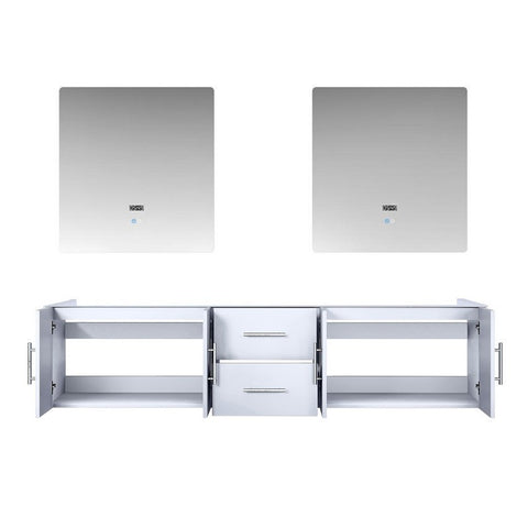 Image of Lexora Geneva Transitional Glossy White 80" Double Sink Vanity with 30" Led Mirrors, no Top | LG192280DM00LM30