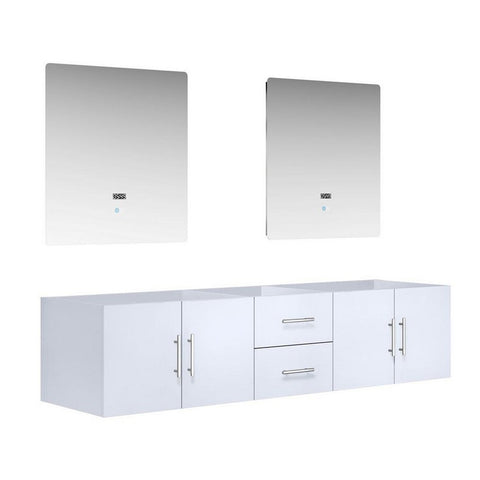 Image of Lexora Geneva Transitional Glossy White 80" Double Sink Vanity with 30" Led Mirrors, no Top | LG192280DM00LM30