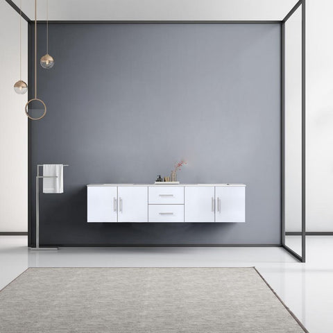 Image of Lexora Geneva Transitional Glossy White 80" Double Sink Vanity | LG192280DMDS000