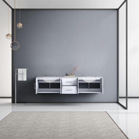 Image of Lexora Geneva Transitional Glossy White 80" Double Sink Vanity | LG192280DMDS000