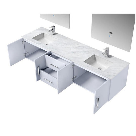Image of Lexora Geneva Transitional Glossy White 80" Double Sink Vanity Set | LG192280DMDSLM30F