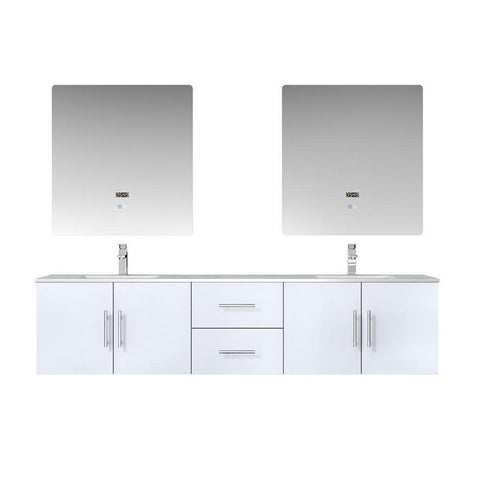 Image of Lexora Geneva Transitional Glossy White 80" Double Sink Vanity Set | LG192280DMDSLM30F