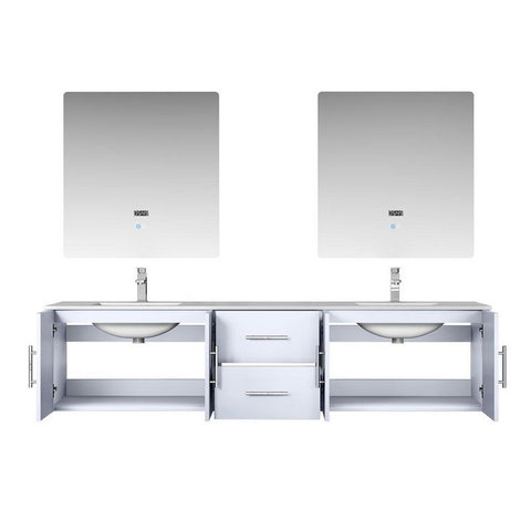 Image of Lexora Geneva Transitional Glossy White 80" Double Sink Vanity Set | LG192280DMDSLM30F