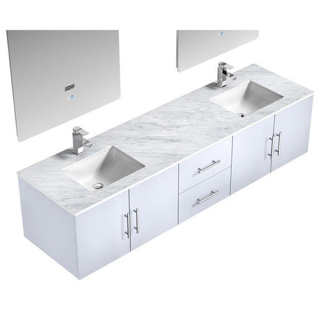 Image of Lexora Geneva Transitional Glossy White 80" Double Sink Vanity Set | LG192280DMDSLM30F