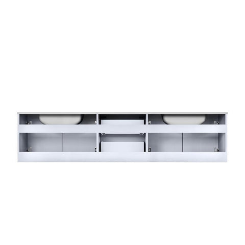 Image of Geneva Transitional Glossy White 80" Double Sink Vanity with 30" Led Mirrors | LG192280DMDSLM30