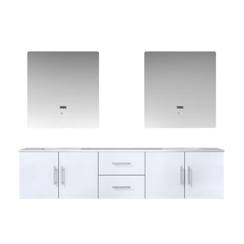 Image of Geneva Transitional Glossy White 80" Double Sink Vanity with 30" Led Mirrors | LG192280DMDSLM30