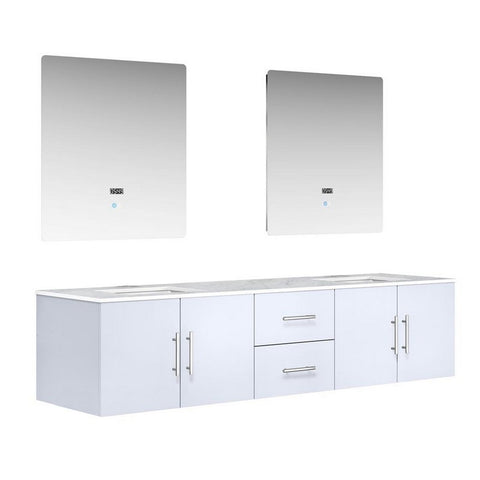 Image of Geneva Transitional Glossy White 80" Double Sink Vanity with 30" Led Mirrors | LG192280DMDSLM30