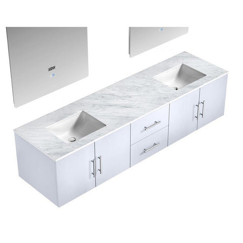 Image of Geneva Transitional Glossy White 80" Double Sink Vanity with 30" Led Mirrors | LG192280DMDSLM30