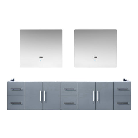 Image of Lexora Geneva Transitional Dark Grey 84" Double Sink Vanity with 36" Led Mirrors, no Top | LG192284DB00LM36