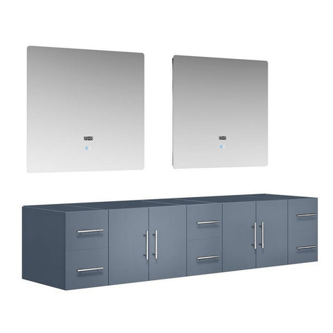Image of Lexora Geneva Transitional Dark Grey 84" Double Sink Vanity with 36" Led Mirrors, no Top | LG192284DB00LM36