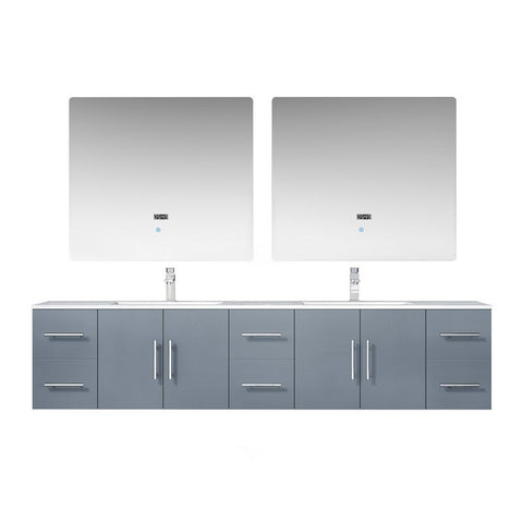 Image of Lexora Geneva Transitional Dark Grey 84" Double Sink Vanity Set | LG192284DBDSLM36F