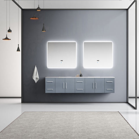 Image of Geneva Transitional Dark Grey 84" Double Sink Vanity with 36" Led Mirrors | LG192284DBDSLM36