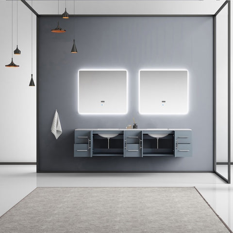 Image of Geneva Transitional Dark Grey 84" Double Sink Vanity with 36" Led Mirrors | LG192284DBDSLM36