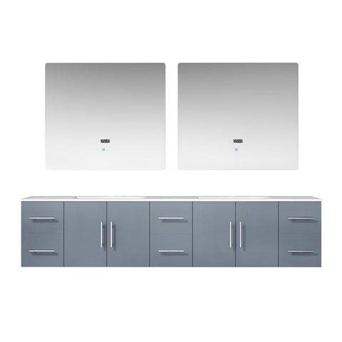 Image of Geneva Transitional Dark Grey 84" Double Sink Vanity with 36" Led Mirrors | LG192284DBDSLM36