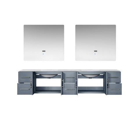 Image of Geneva Transitional Dark Grey 84" Double Sink Vanity with 36" Led Mirrors | LG192284DBDSLM36