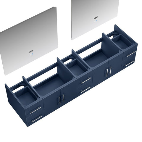 Image of Lexora Geneva Transitional Navy Blue 84" Double Sink Vanity with 36" Led Mirrors, no Top | LG192284DE00LM36