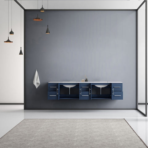 Image of Lexora Geneva Transitional Navy Blue 84" Double Sink Vanity | LG192284DEDS000