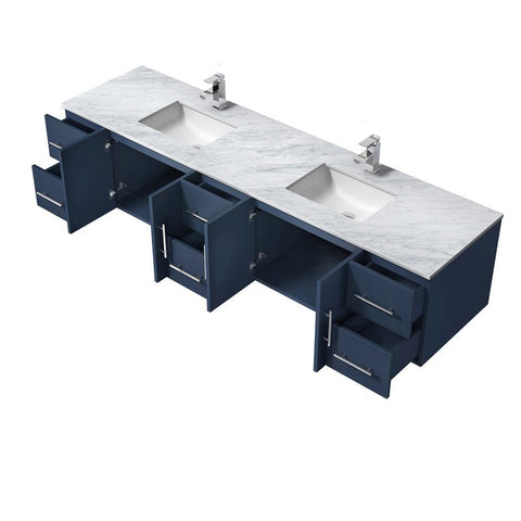 Image of Lexora Geneva Transitional Navy Blue 84" Double Sink Vanity Set | LG192284DEDSLM36F