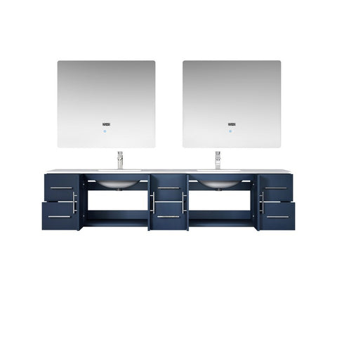 Image of Lexora Geneva Transitional Navy Blue 84" Double Sink Vanity Set | LG192284DEDSLM36F