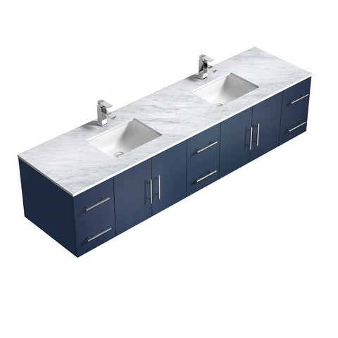 Image of Lexora Geneva Transitional Navy Blue 84" Double Sink Vanity Set | LG192284DEDSLM36F