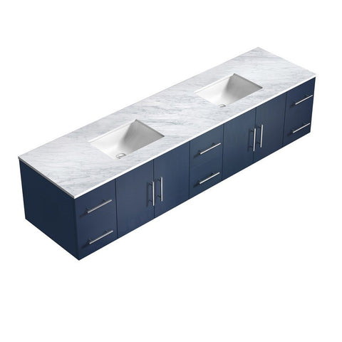 Image of Geneva Transitional Navy Blue 84" Double Sink Vanity with 36" Led Mirrors | LG192284DEDSLM36