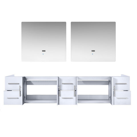 Image of Lexora Geneva Transitional Glossy White 84" Double Sink Vanity with 36" Led Mirrors, no Top | LG192284DM00LM36