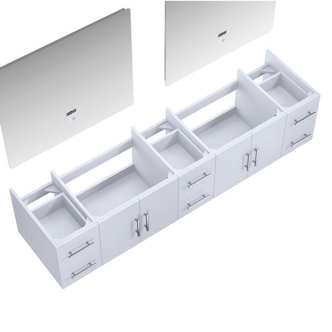 Image of Lexora Geneva Transitional Glossy White 84" Double Sink Vanity with 36" Led Mirrors, no Top | LG192284DM00LM36