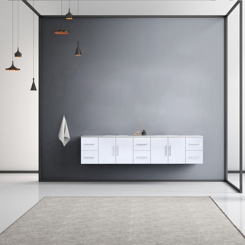 Image of Lexora Geneva Transitional Glossy White 84" Double Sink Vanity | LG192284DMDS000