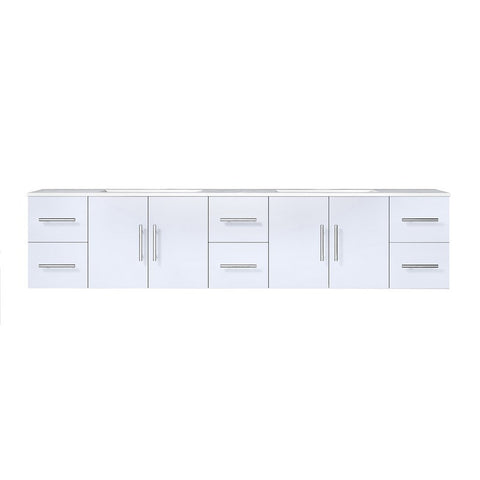 Image of Lexora Geneva Transitional Glossy White 84" Double Sink Vanity | LG192284DMDS000