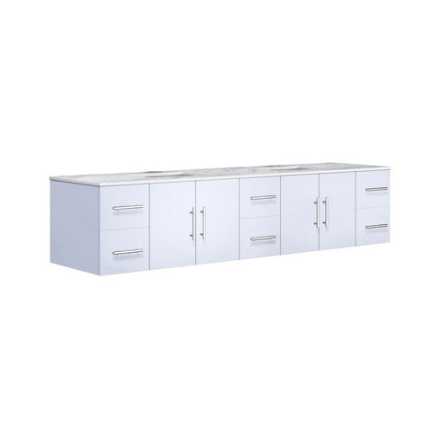 Image of Lexora Geneva Transitional Glossy White 84" Double Sink Vanity | LG192284DMDS000