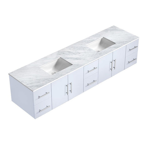 Image of Lexora Geneva Transitional Glossy White 84" Double Sink Vanity | LG192284DMDS000